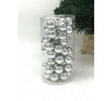 Елочная игрушка шар на проволоке (набор 48шт) 21-180/102 (серебро)