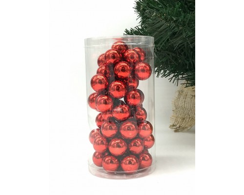 Елочная игрушка шар на проволоке (набор 48шт) 21-180/2 (красный)