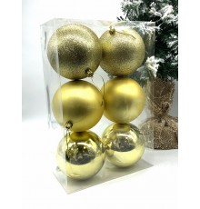 Набор елочных шаров 10 см 6 шт пластик золото